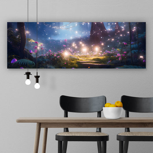 Poster Magischer Wald in Dunkelheit Panorama
