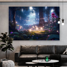 Lade das Bild in den Galerie-Viewer, Spannrahmenbild Magischer Wald in Dunkelheit Querformat
