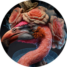 Lade das Bild in den Galerie-Viewer, Aluminiumbild gebürstet Majestätischer Flamingo Digital Art Kreis

