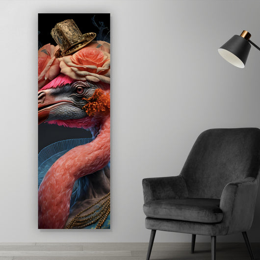 Poster Majestätischer Flamingo Digital Art Panorama Hoch