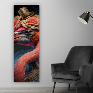 Leinwandbild Majestätischer Flamingo Digital Art Panorama Hoch