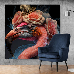 Leinwandbild Majestätischer Flamingo Digital Art Quadrat