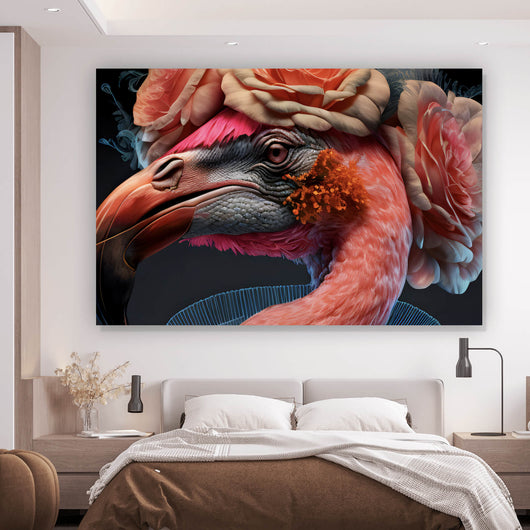 Poster Majestätischer Flamingo Digital Art Querformat