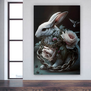 Aluminiumbild gebürstet Majestätischer Hase Digital Art Hochformat
