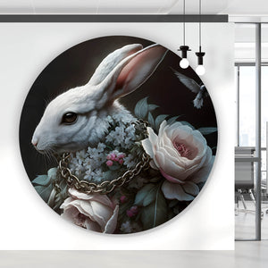 Aluminiumbild gebürstet Majestätischer Hase Digital Art Kreis