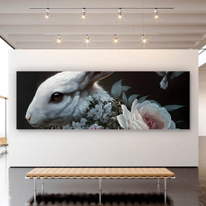Aluminiumbild gebürstet Majestätischer Hase Digital Art Panorama
