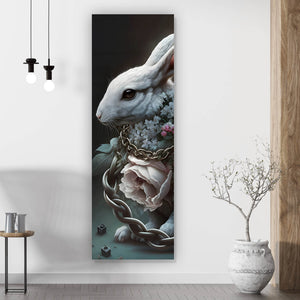 Aluminiumbild gebürstet Majestätischer Hase Digital Art Panorama Hoch