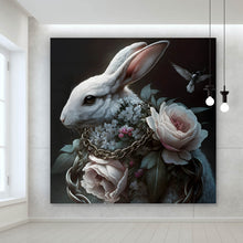 Lade das Bild in den Galerie-Viewer, Aluminiumbild gebürstet Majestätischer Hase Digital Art Quadrat
