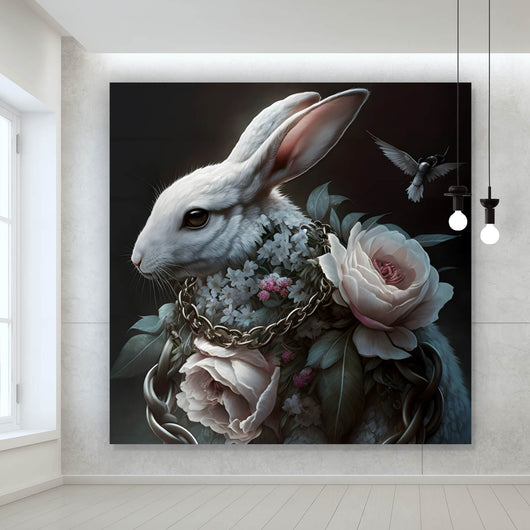 Acrylglasbild Majestätischer Hase Digital Art Quadrat