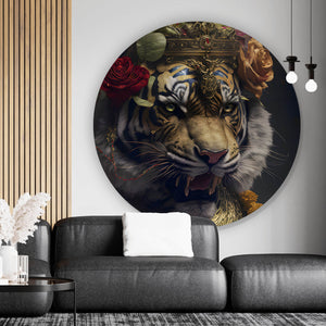 Aluminiumbild gebürstet Majestätischer Tiger Kreis