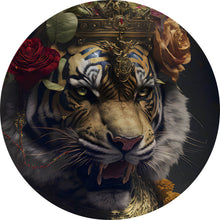 Lade das Bild in den Galerie-Viewer, Aluminiumbild gebürstet Majestätischer Tiger Kreis
