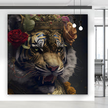 Lade das Bild in den Galerie-Viewer, Aluminiumbild gebürstet Majestätischer Tiger Quadrat

