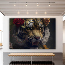 Lade das Bild in den Galerie-Viewer, Aluminiumbild gebürstet Majestätischer Tiger Querformat
