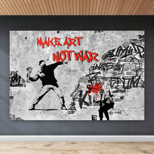 Poster Make Art not War Street Art Querformat