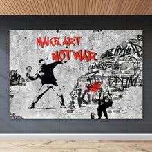 Lade das Bild in den Galerie-Viewer, Aluminiumbild Make Art not War Street Art Querformat
