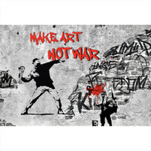 Lade das Bild in den Galerie-Viewer, Aluminiumbild Make Art not War Street Art Querformat
