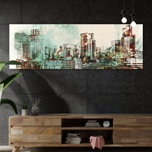 Lade das Bild in den Galerie-Viewer, Aluminiumbild Malerei Abstrakte Stadt Panorama

