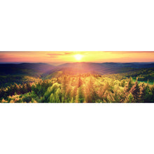 Lade das Bild in den Galerie-Viewer, Spannrahmenbild Malerischer Sonnenuntergang über den Wäldern Panorama

