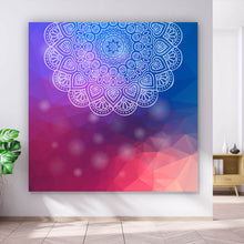 Lade das Bild in den Galerie-Viewer, Aluminiumbild gebürstet Mandala auf abstraktem Hintergrund Quadrat
