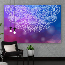 Lade das Bild in den Galerie-Viewer, Spannrahmenbild Mandala auf abstraktem Hintergrund Querformat
