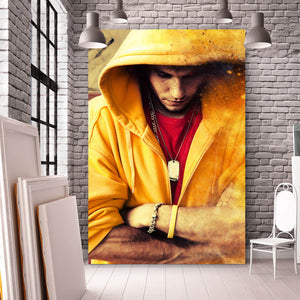 Poster Mann mit Kapuzenpulli Hochformat