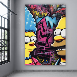 Aluminiumbild Marge und Homer Pop Art Hochformat