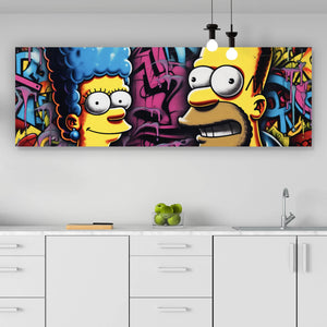 Spannrahmenbild Marge und Homer Pop Art Panorama
