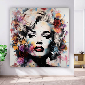 Aluminiumbild gebürstet Marilyn Abstrakt No.1 Quadrat