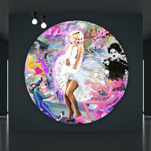 Aluminiumbild gebürstet Marilyn Neon Pop Art Kreis