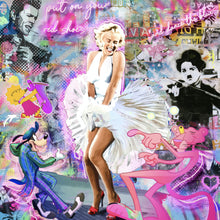 Lade das Bild in den Galerie-Viewer, Aluminiumbild gebürstet Marilyn Neon Pop Art Quadrat
