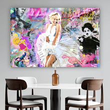 Lade das Bild in den Galerie-Viewer, Leinwandbild Marilyn Neon Pop Art Querformat
