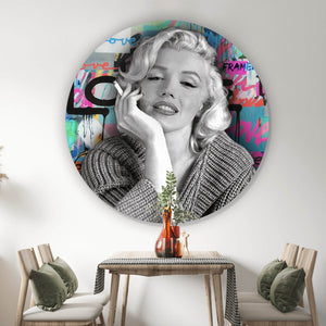Aluminiumbild gebürstet Marilyn Portrait Pop Art Kreis