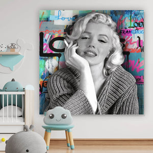 Aluminiumbild gebürstet Marilyn Portrait Pop Art Quadrat