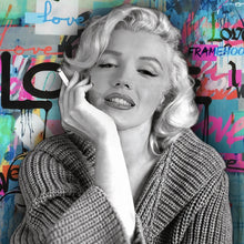 Lade das Bild in den Galerie-Viewer, Aluminiumbild gebürstet Marilyn Portrait Pop Art Quadrat

