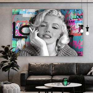 Aluminiumbild gebürstet Marilyn Portrait Pop Art Querformat