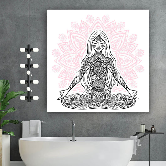 Poster Meditierende Frau Quadrat