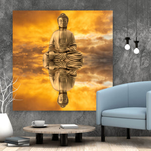 Aluminiumbild Meditierender Buddha Quadrat