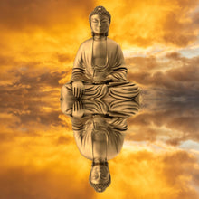 Lade das Bild in den Galerie-Viewer, Aluminiumbild gebürstet Meditierender Buddha Quadrat
