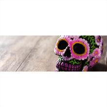 Lade das Bild in den Galerie-Viewer, Leinwandbild Mexikanischer Schädel mit Blumen Panorama

