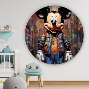 Aluminiumbild gebürstet Mickey Graffitiy Abstrakt Kreis