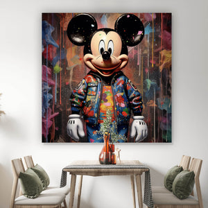 Acrylglasbild Mickey Graffitiy Abstrakt Quadrat