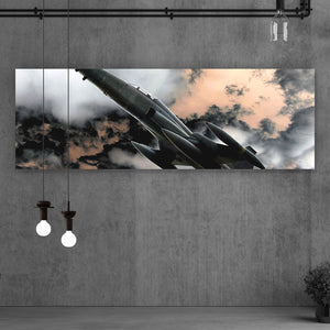 Aluminiumbild gebürstet Militär Flugzeug Panorama
