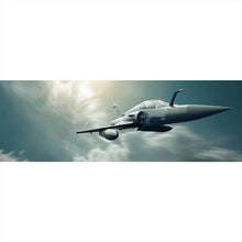 Lade das Bild in den Galerie-Viewer, Aluminiumbild Militär Flugzeug am Himmel Panorama
