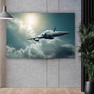 Aluminiumbild gebürstet Militär Flugzeug am Himmel Querformat