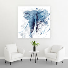 Lade das Bild in den Galerie-Viewer, Leinwandbild Modern Art Elefant Blau Quadrat
