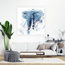Lade das Bild in den Galerie-Viewer, Spannrahmenbild Modern Art Elefant Blau Quadrat
