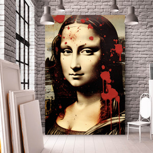 Aluminiumbild gebürstet Mona Lisa Portrait Abstrakt Hochformat