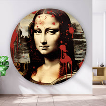 Lade das Bild in den Galerie-Viewer, Aluminiumbild gebürstet Mona Lisa Portrait Abstrakt Kreis
