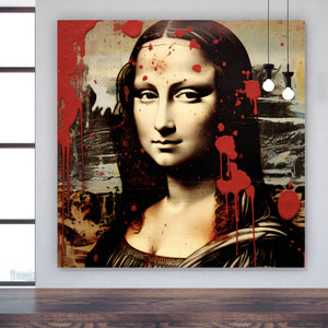 Aluminiumbild Mona Lisa Portrait Abstrakt Quadrat