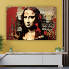 Lade das Bild in den Galerie-Viewer, Aluminiumbild gebürstet Mona Lisa Portrait Abstrakt Querformat
